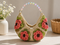 Handmade Crochet Floral Beaded Handbag – Vintage Bloom Purse